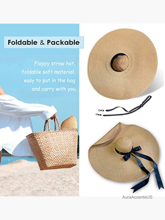 Oversized Wide Brim Foldable Straw Sun Hat Beach Travel main image 6